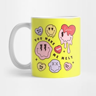 You Make Me Melt XOXO Miss You Hug Me Kiss Me Emoji Face Melting Face Mug